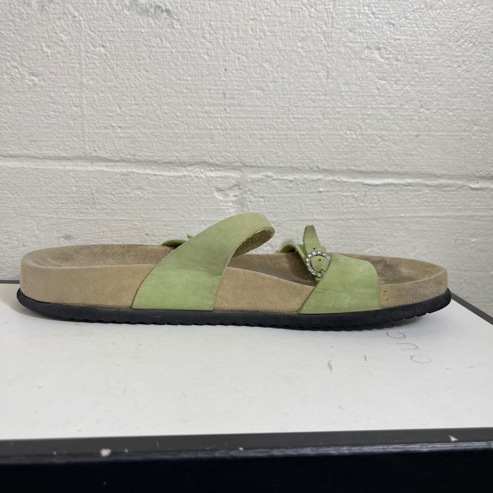 Mephisto Norie Green Nubuck Leather Slide Sandals Slip On Women's 41 EU/11 US - Picture 2 of 13